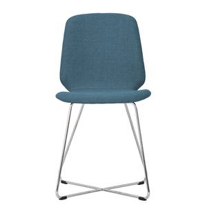 Chaises rembourrées Eske II (lot de 2) Tissu / Métal chromé - Tissu Vesta : Bleu pétrole