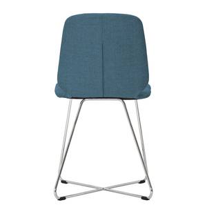 Chaises rembourrées Eske II (lot de 2) Tissu / Métal chromé - Tissu Vesta : Bleu pétrole