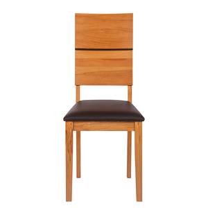 Chaises RichWOOD (lot de 2) Duramen de hêtre massif / Imitation cuir - Marron