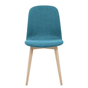 Chaises rembourrées Helvig I (lot de 2) Tissu / Chêne massif - Tissu Vesta : Bleu pétrole