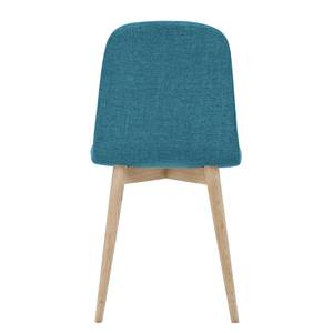 Chaises rembourrées Helvig I (lot de 2) Tissu / Chêne massif - Tissu Vesta : Bleu pétrole