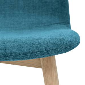 Gestoffeerde stoelen Helvig I geweven stof/massief eikenhout - Stof Vesta: Petrolblauw