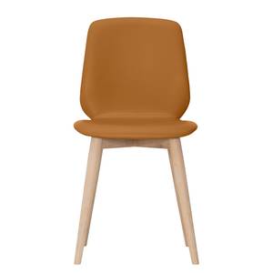 Chaises Helvig II (lot de 2) Cuir véritable / Chêne massif - Cuir véritable Alvar Rouge - Cuir véritable Alvar : Cognac