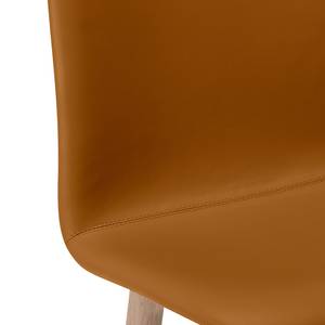 Chaises Helvig IV (lot de 2) Cuir véritable / Chêne massif - Cuir véritable Alvar Rouge - Cuir véritable Alvar : Cognac