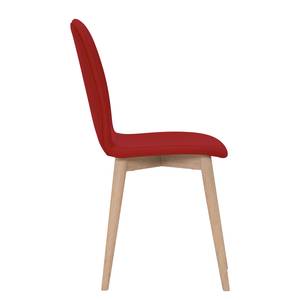 Chaises Helvig IV (lot de 2) Cuir véritable / Chêne massif - Cuir véritable Alvar Rouge - Cuir véritable Alvar : Rouge