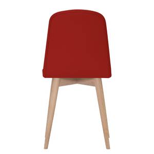 Chaises Helvig IV (lot de 2) Cuir véritable / Chêne massif - Cuir véritable Alvar Rouge - Cuir véritable Alvar : Rouge