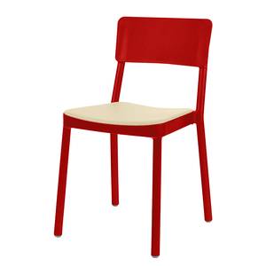Stuhl Lisboa (4er-Set) Kunststoff Rot/ Kunstleder Beige