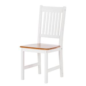 Lot de 2 chaises Louis Pin massif - Blanc / Miel - Verni