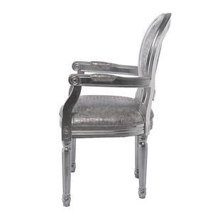 Chaise avec accoudoirs Louis Kroko Antik Imitation cuir - Argenté