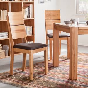 Stuhl RichWOOD (2er-Set) Kernbuche massiv / Kunstleder braun