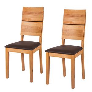 Chaises RichWOOD (lot de 2) Duramen de hêtre massif /Imitation cuir - Marron