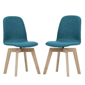 Chaises rembourrées Stig I (lot de 2) Tissu - Tissu Vesta : Bleu pétrole - Chêne