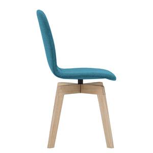 Chaises rembourrées Stig I (lot de 2) Tissu - Tissu Vesta : Bleu pétrole - Chêne