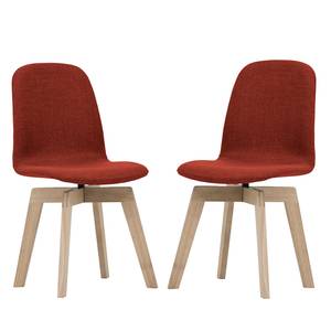 Chaises rembourrées Stig I (lot de 2) Tissu - Tissu Vesta : Rouge - Chêne