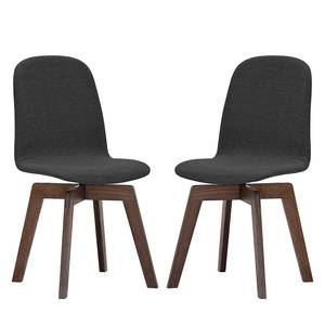 Chaises rembourrées Stig I (lot de 2) Tissu - Tissu Vesta : Anthracite - Noyer