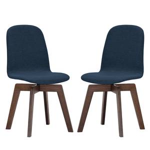 Chaises rembourrées Stig I (lot de 2) Tissu - Tissu Vesta : Bleu - Noyer