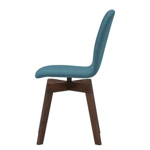 Chaises rembourrées Stig I (lot de 2) Tissu - Tissu Vesta : Bleu pétrole - Noyer