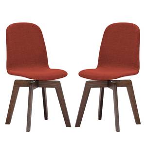 Gestoffeerde stoelen Stig I geweven stof - Stof Vesta: Rood - Walnoot