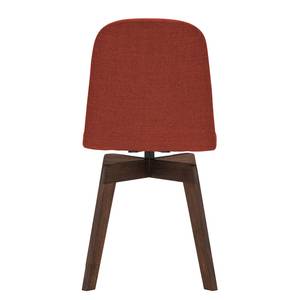 Gestoffeerde stoelen Stig I geweven stof - Stof Vesta: Rood - Walnoot