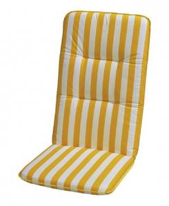 Coussin amovible Basic Line Rayé jaune / blanc Chaise à Â  Â  dossier haut - 120 x 50 cm