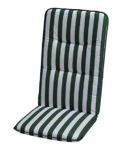 Coussin amovible Basic Line Rayé vert / blanc - Chaise longue de jardin - 190 x 60 cm