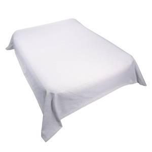 Sprei T-Natural Squares textielmix - Wit/cappuccinokleurig