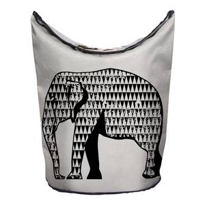 Wäschesammler big elephant Webstoff - Hellbeige / Schwarz