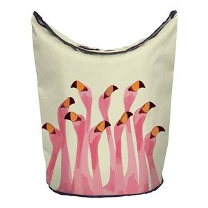 Wäschesammler flamingo family Webstoff - Hellbeige / Rosa
