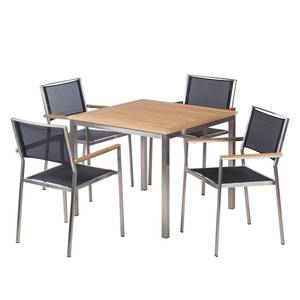 Table et chaises de jardin TEAKLINE 5C Teck massif / Textile - Noir