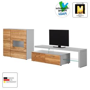 Tv-meubel Solano II deels massief - Knoesteikenhout/platina bruin - Glazendeur links - Zonder verlichting
