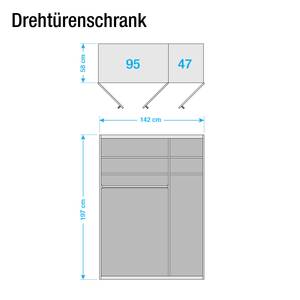 Drehtürenschrank Valerie Erle Teilmassiv - 142 x 197 cm - 3 Türen - Ohne Kranzblende