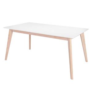 Table Knoppe Partiellement en bois massif - Chêne / Blanc - Chêne - 160 x 90 cm