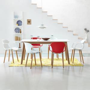 Table Knoppe Partiellement en bois massif - Chêne / Blanc - Chêne - 200 x 100 cm