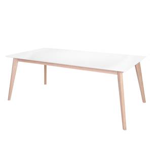 Table Knoppe Partiellement en bois massif - Chêne / Blanc - Chêne - 200 x 100 cm