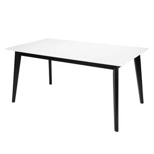 Table Knoppe Partiellement en bois massif - Blanc / Noir - Frêne - 160 x 90 cm