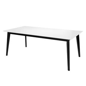 Table Knoppe Partiellement en bois massif - Blanc / Noir - Frêne - 200 x 100 cm