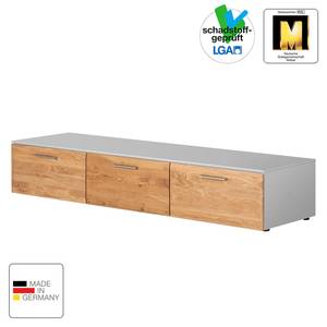 Meuble TV Solano IV Partiellement en bois massif - Chêne noueux / Gris platine