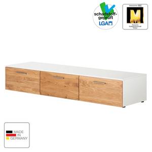 Meuble TV Solano IV Partiellement en bois massif - Chêne noueux / Blanc