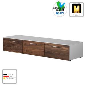 Meuble TV Solano IV Partiellement en bois massif - Noyer / Gris platine