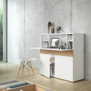 Secretaire Focus mat wit / eikenhout - Wit/eikenhout