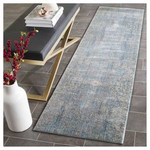 Tapis Abella Vintage Fibres synthétiques - Bleu clair - Crème / Bleu pétrole - 62 x 240 cm