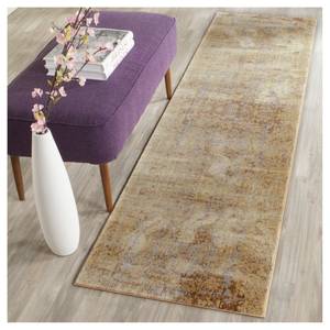 Tapis Abella Vintage Fibres synthétiques - Bleu clair - Jaune / Gris clair - 62 x 240 cm