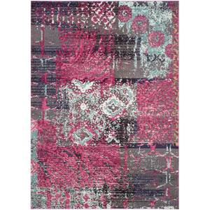 Tapis Aziel Fibres synthétiques - Rose vif / Noir - 200 x 300 cm