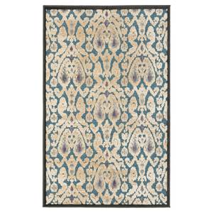 Tapijt aziz Beige - Turquoise - Textiel - 80 x 125 cm