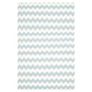 Tapijt Blair Dhurrie mixweefsel - Lichtblauw/wit - 120 x 180 cm