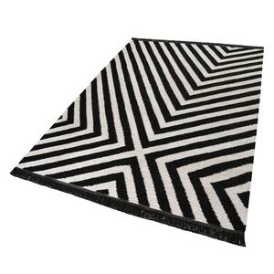 Teppich Edgy Corners (handgewebt) Mischgewebe - Schwarz / Creme - 130 x 190 cm