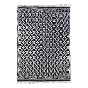 Tapis Ethno Pattern Coton - Noir