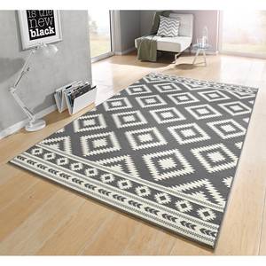 Tapis Ethno Fibres synthétiques - Gris / Crème - 200 x 290 cm