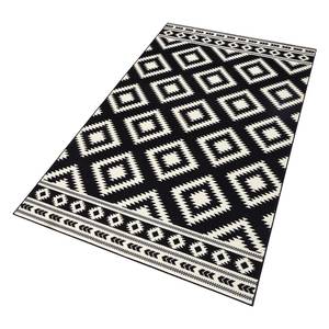 Tapis Ethno Fibres synthétiques - Noir / Crème - 80 x 150 cm