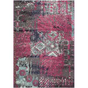 Tapis Aziel Fibres synthétiques - Rose vif / Noir - 160 x 230 cm